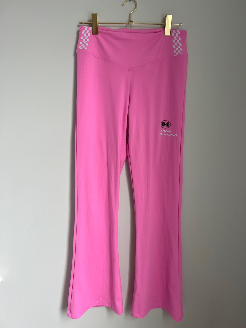 PINK Victoria's Secret | Barbie Hot Pink Flared Racing Athleisure Leggings Large